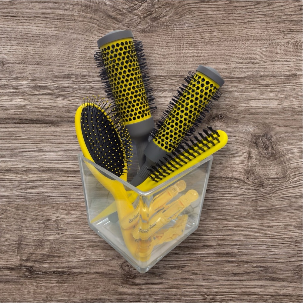 Drybar Vibrant Yellow and Sleek Gray Brush Trio